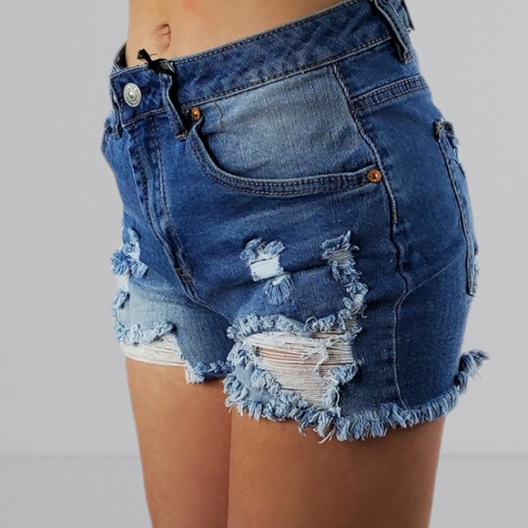 Mom Shorts. Distressed Mom Shorts Almost Famous multiple sizes stretchy. - Picture 2 of 9